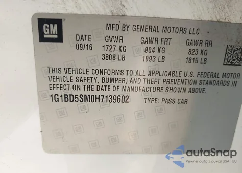 2017 Chevrolet Cruze Lt Manual from USA, damaged, VIN 1G1BD5SM0H7139602